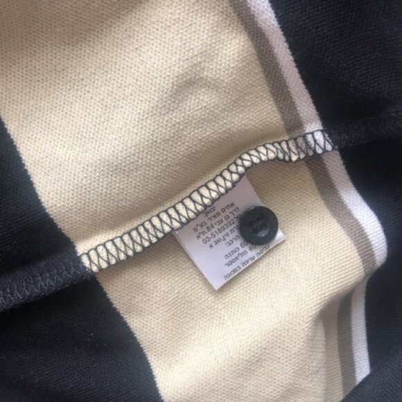 Mayer Basic Black Beige Stripe Polo Shirt For Men 3 button One Pocket XXL - Picture 6 of 7